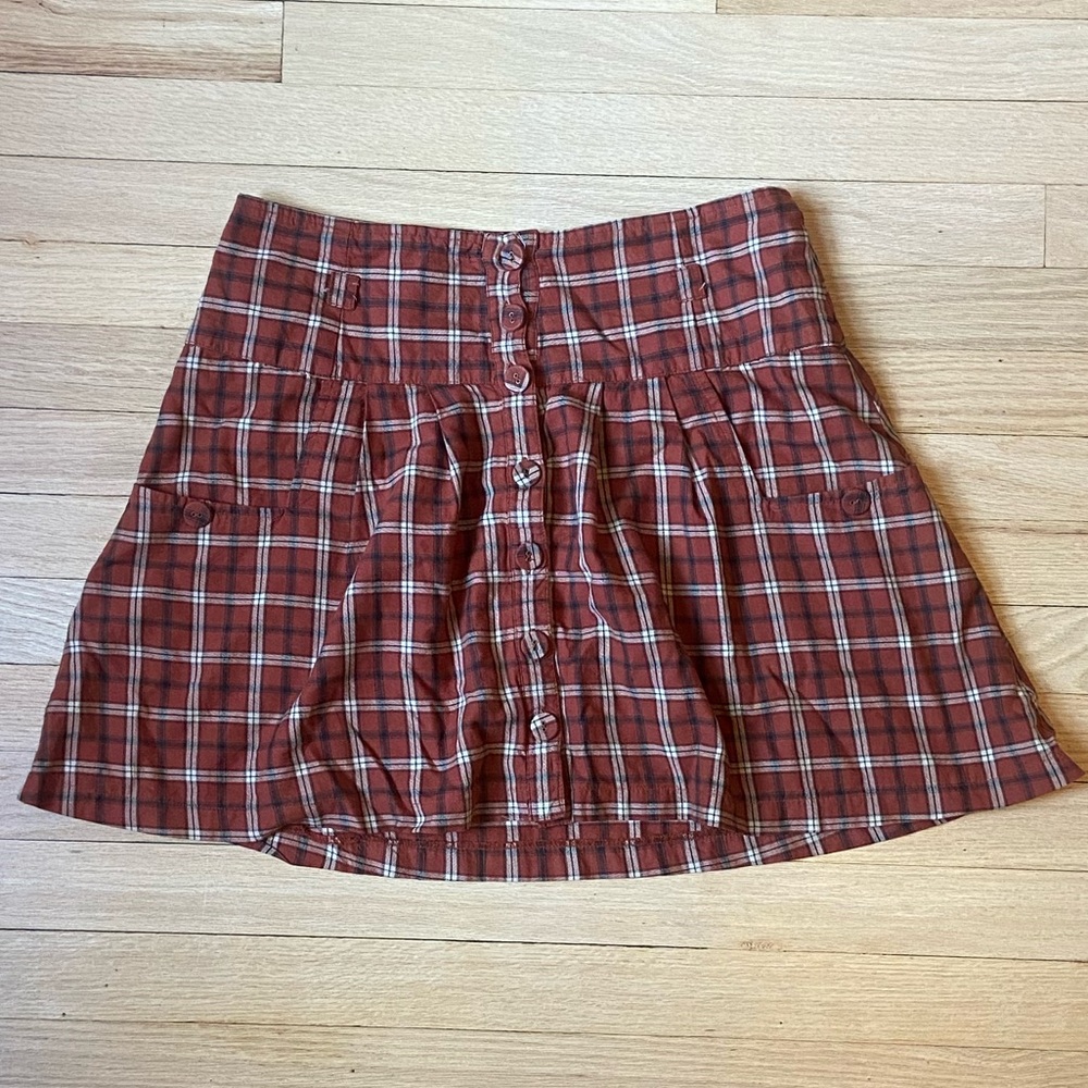 Zara TRF plaid button front skirt